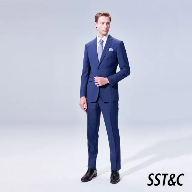 【SST&C】男裝 藏青格紋修身版西裝外套00012504008(換季65折)