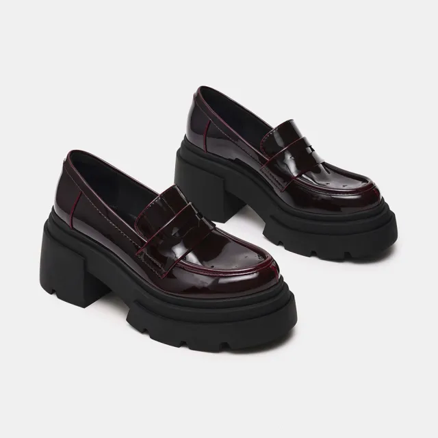 【steve madden】經典素面厚底樂福鞋 TURNOUT(酒紅色)