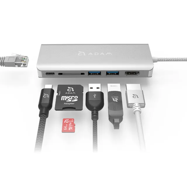 【ADAM 亞果元素】Hub A01 Type-C 100W 6 合 1 多功能轉接器(一秒擴充MacBook Pro)