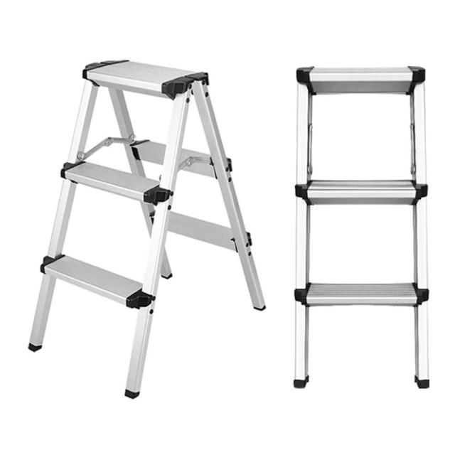 【WIN-WIN 穩穩】三階梯 加大加厚 耐重150KG(三階/鋁梯/A型梯/梯子/工作梯/摺疊梯/A字梯)