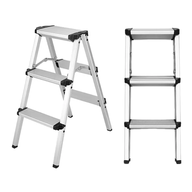 【WIN-WIN 穩穩】三階梯 加大加厚 耐重150KG(三階/鋁梯/A型梯/梯子/工作梯/摺疊梯/A字梯)