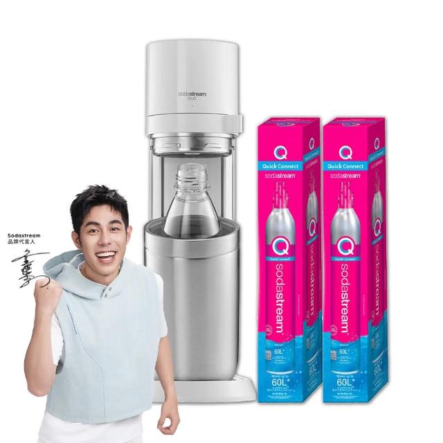 【Sodastream-鋼瓶3入組】DUO 氣泡水機 典雅白/太空黑(加碼送2隻鋼瓶 含原箱共3隻+1L水瓶x2)