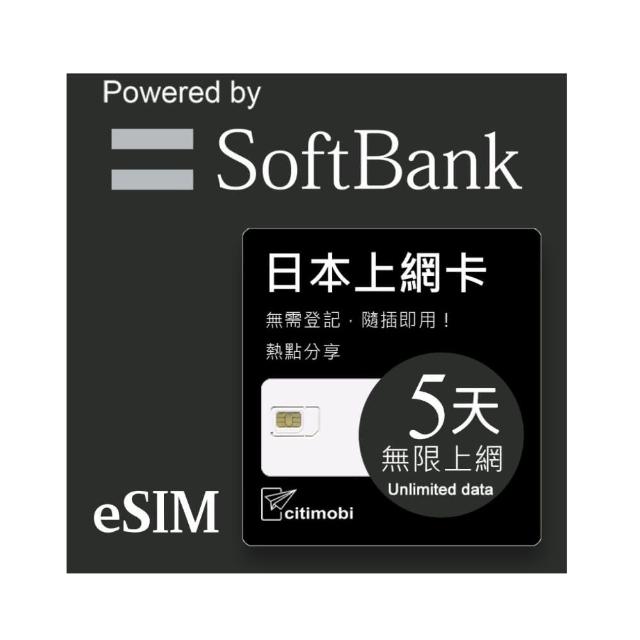 【citimobi】eSIM日本5天吃到飽(日本網卡 吃到飽 日本 網卡 沖繩 大阪 北海道 eSIM)