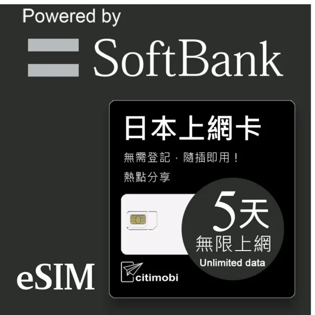【citimobi】eSIM日本5天吃到飽(日本網卡 吃到飽 日本 網卡 沖繩 大阪 北海道 eSIM)