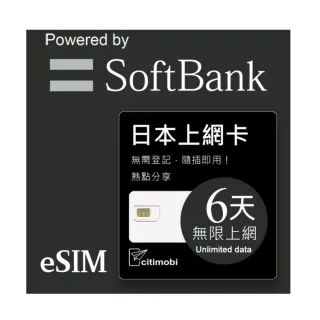 【citimobi】eSIM日本6天吃到飽(日本網卡 吃到飽 日本 網卡 沖繩 大阪 北海道 eSIM)