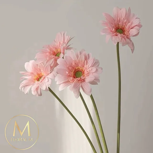 【Floral M】夏日繽紛小太陽非洲菊甜蜜粉仿真花花材（3入組）(人造花/塑膠花/假花/裝飾花)