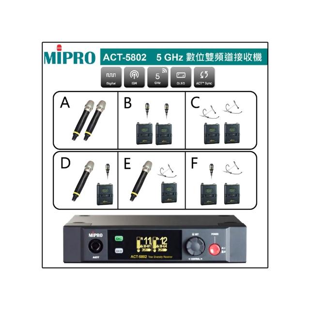 【MIPRO】ACT-5802 數位雙頻無線麥克風手握ACT-58H/MU80(配件六擇一)