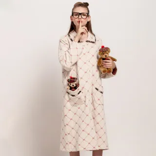 【Kinloch Anderson】甜美系浪漫荷葉造型貼袋睡袍 金安德森女裝(KA0568003 粉橙)