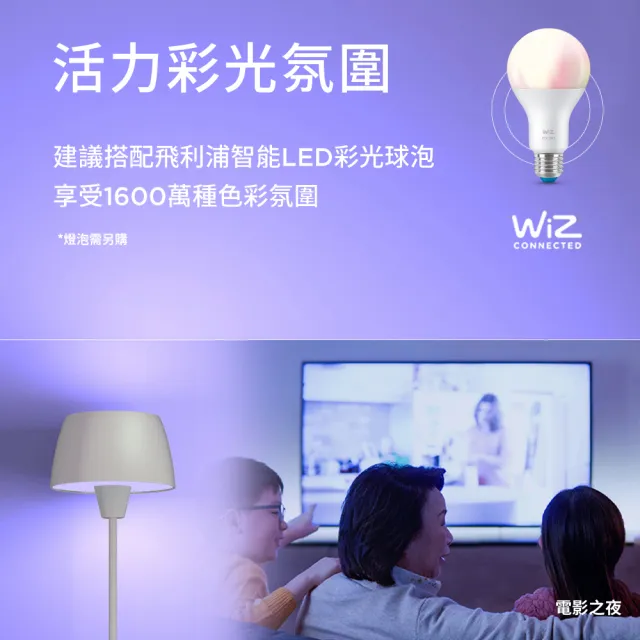 【Philips 飛利浦】44102 Halo氛圍落地燈+WIZ球泡(PW013/PW014/PW015)