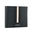 【BALLY】Trasai 防刮牛皮黑白條紋對開8卡短夾(深藍色)