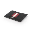 【BALLY】Thar 防刮牛皮黑白條紋卡片/名片夾(黑色)