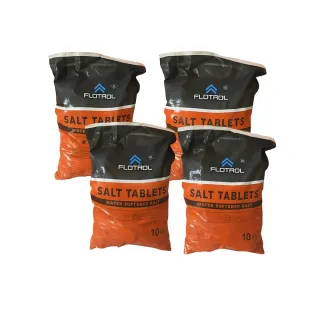 【FLOTROL富洛】軟水機專用鹽錠 99.8%純度 樹脂再生鹽 10KG四件組合(軟水鹽樹脂再生鹽 軟水鹽錠 鹽碇)