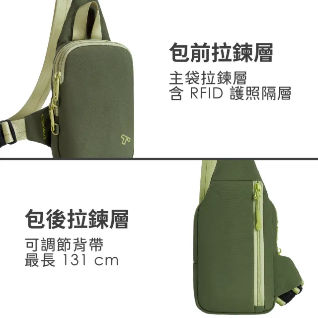 【Travelon】美國 Voyages 3層防盜胸背包 酪梨 / 斜背包 胸包 防偷防搶包 單肩包 送禮 男 女