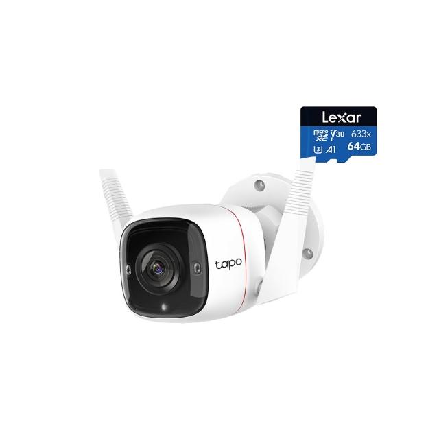 (64G記憶卡組)【TP-Link】Tapo C310 3MP 300萬畫素戶外WiFi無線網路攝影/ 監視器 IP CAM(IP66防水)