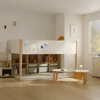 【iloom 怡倫家居】DOODLE 上下舖床架 兩層階梯櫃(床架 雙層床 單人床架 雙人床架 兒童床架)