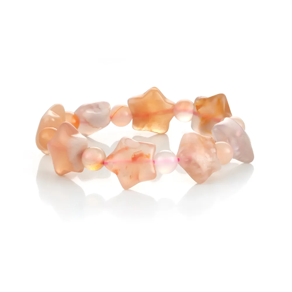 【Woogie武吉珠寶】櫻花瑪瑙開運手鍊(五角星18mm)