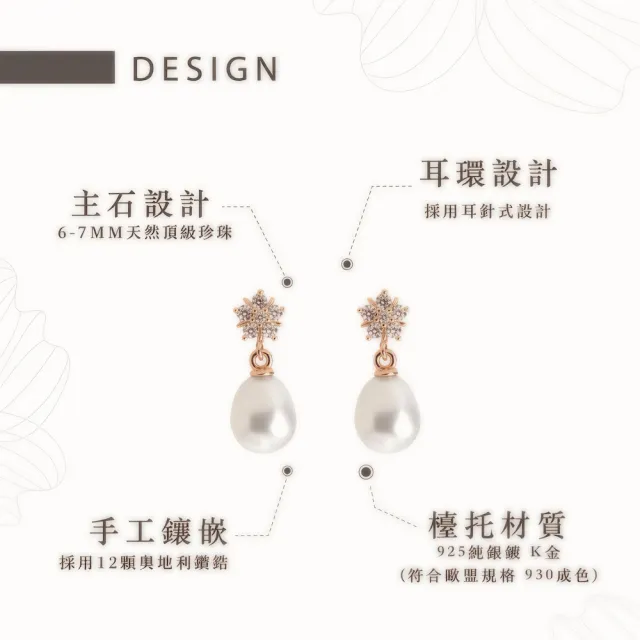 【幸福珠寶】母親節禮物  天然絕美珍珠耳環(溫柔星鑽 極美柔光)