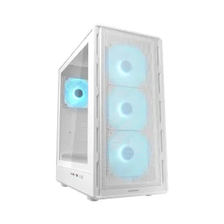 【COUGAR 美洲獅】AIRFACE PURE PRO 電競機箱 電腦機殼(白色/ATX/附4顆ARGB風扇)