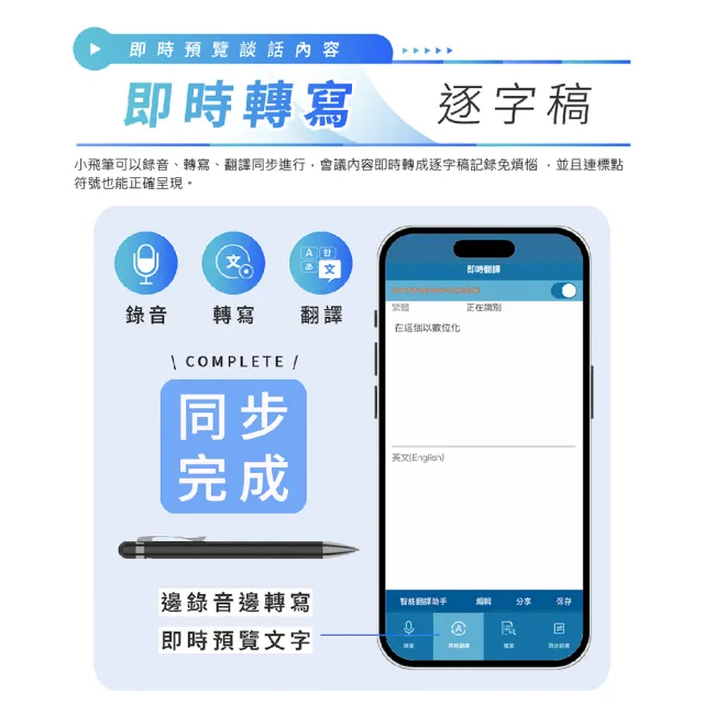 【Philips 飛利浦】小飛筆 AI 筆型錄音筆-momobook 獨家組合 VTR5900(逐字稿 AI摘要 同步翻譯 標點符號)