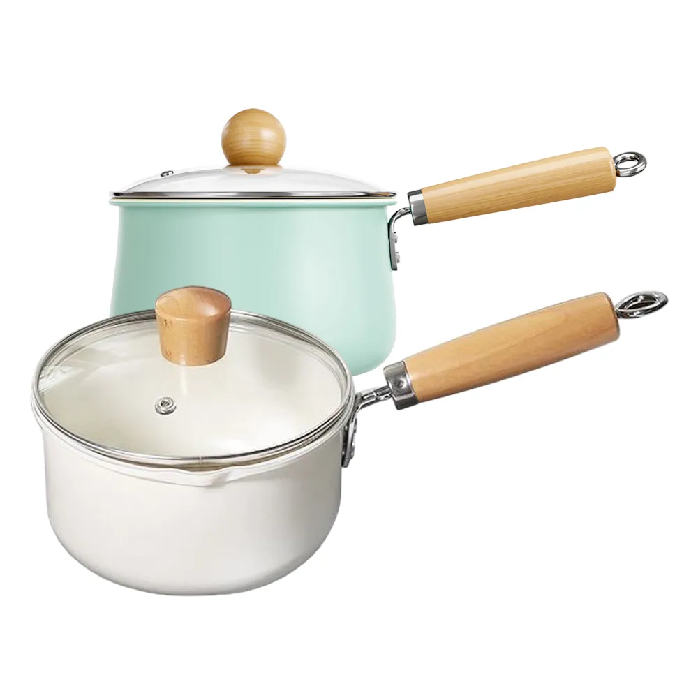 【QHL 酷奇】多款任選 陶瓷不沾鍋牛奶鍋-附鍋蓋-18/20CM(燉鍋/湯鍋/泡麵鍋)