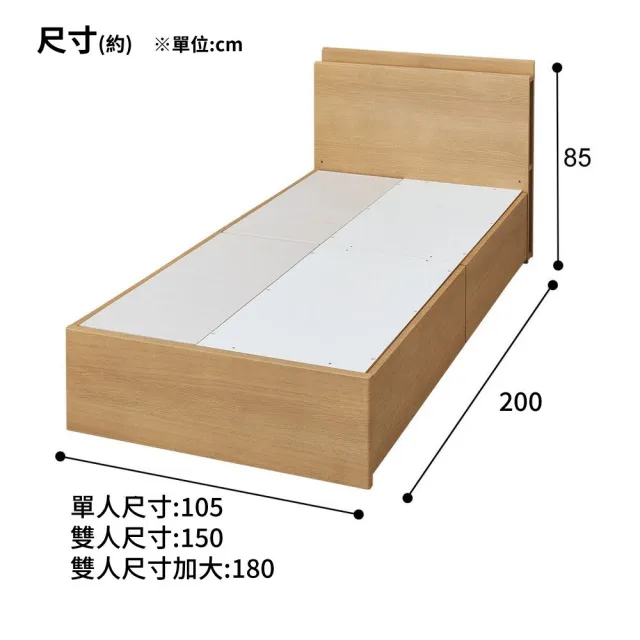 【NITORI 宜得利家居】◎雙人床座 床架 NS-003 LBR 抽屜款 附充電孔(床座 床架 抽屜 充電)