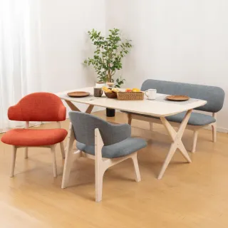 【NITORI 宜得利家居】◎耐磨耐刮 防潑水貓抓布 實木餐桌椅4件組 RELAX WIDE 160 WW