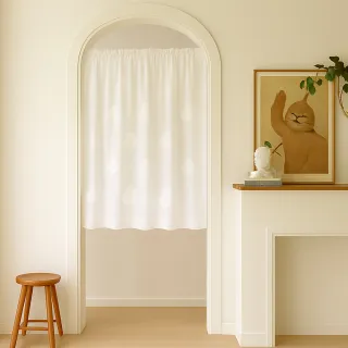 【PLUSIEURS】立體刺繡雲朵穿桿門簾(寬80x高120公分 附贈伸縮桿)