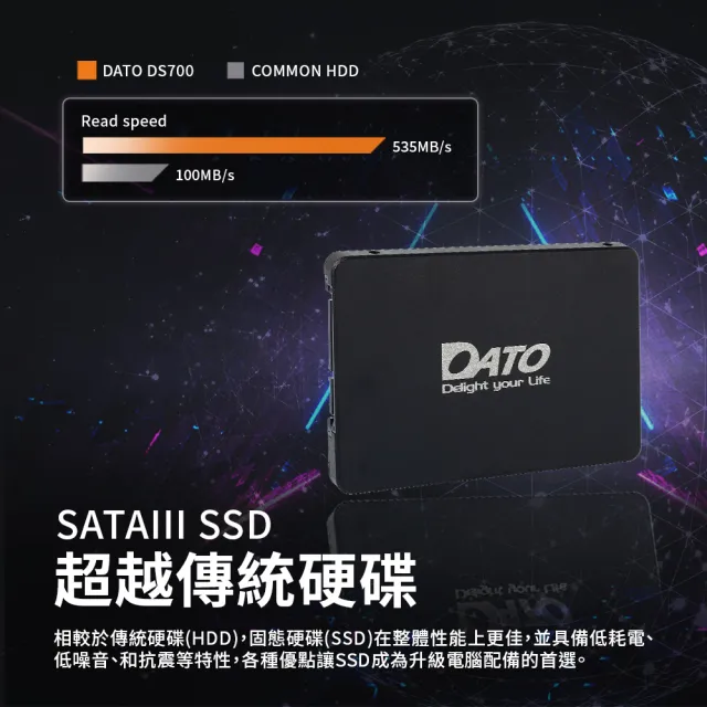 【DATO 達多】DS700 1TB 2.5吋 SATAIII SSD 固態硬碟(最高達讀：535MB/s 寫：500MB/s)