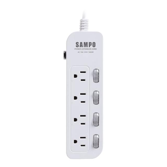 【SAMPO 聲寶】四開四插電源延長線 6尺(EL-W44R6)