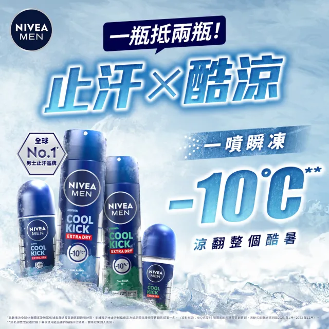 【NIVEA 妮維雅】男士止汗爽身乳液50ml 瞬間酷涼系列(麝香/柑橘止汗滾珠)