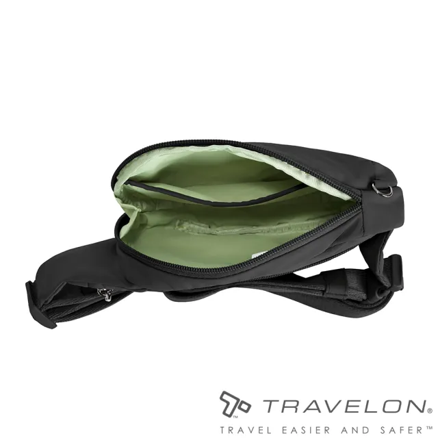 【Travelon】中性款Roam防盜斜肩包(TL-43674黑/胸前包/RFID個資防竊取/出國旅遊/戶外休閒/日常)