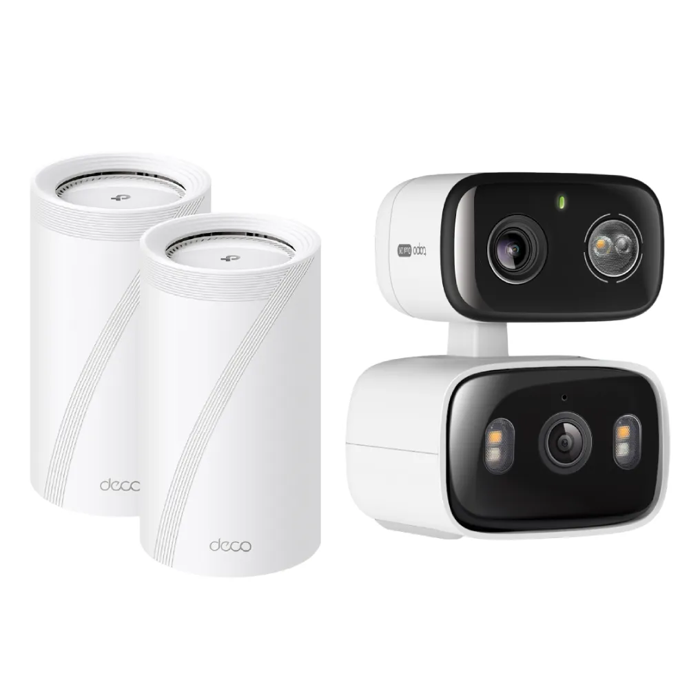 【TP-Link】攝影機組★Deco BE68(2-pack) Mesh路由器/分享器+Tapo C246D監視器IP CAM