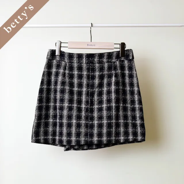 【betty’s 貝蒂思】出清品  小香風多彩織紋斜接短裙(黑色)