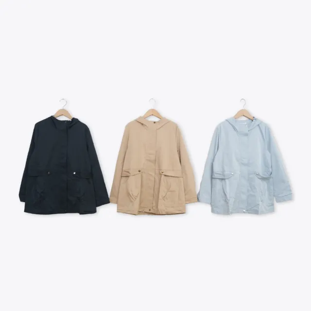 【CUMAR】連帽後調節縮腰休閒外套(藍 深藍 卡/魅力商品)