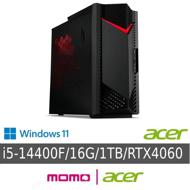 【Acer 宏碁】升級32G★i5 RTX4060電競電腦(N50-656/i5-14400F/16GB/1TB/RTX4060/W11)
