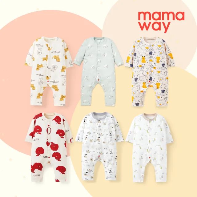 【mamaway 媽媽餵】新生兒長袖連身衣 多款任選(寶寶衣服/嬰兒連身衣)
