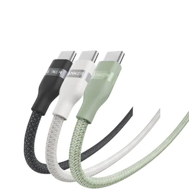【ANKER】三入組 官方授權直營 A82E2超軟充電線Type-C 240W1.8m(黑白綠/Type-C/安卓/iPhone16/筆電/Switch)