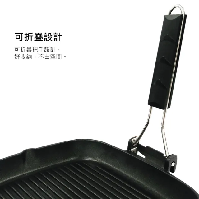 【PERFECT 理想】日式黑金剛折疊煎盤24cm(台灣製造)