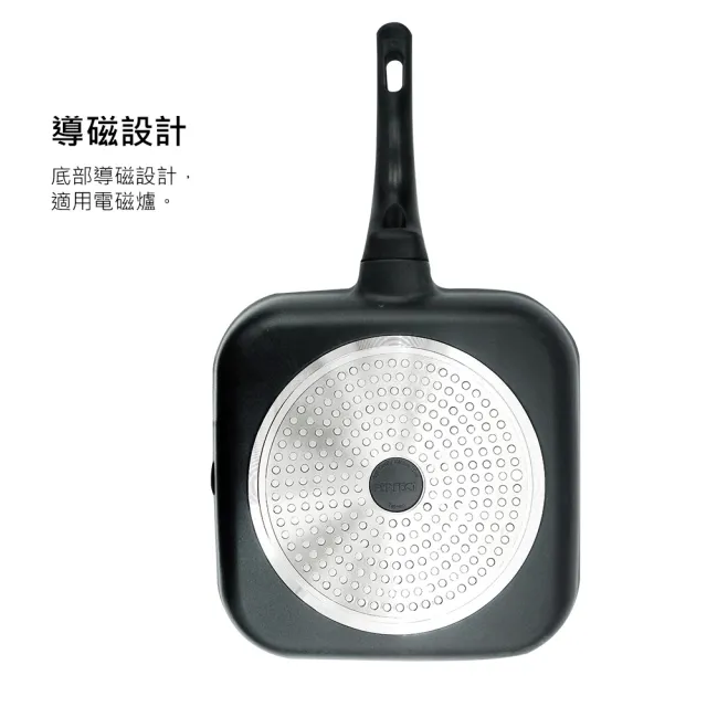【PERFECT 理想】日式黑金鋼方型煎鍋28cm(台灣製造)
