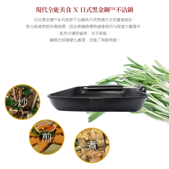 【PERFECT 理想】日式黑金鋼折疊煎盤28cm(台灣製造)