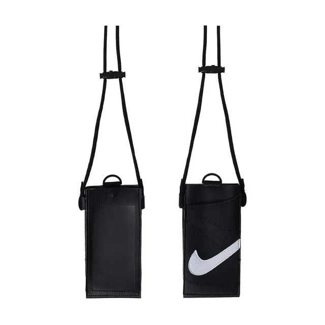 【NIKE 耐吉】手機斜背包 N1010036091OS黑白/N1010036451OS天空藍白(可觸控透明收納層 繩帶調節扣)