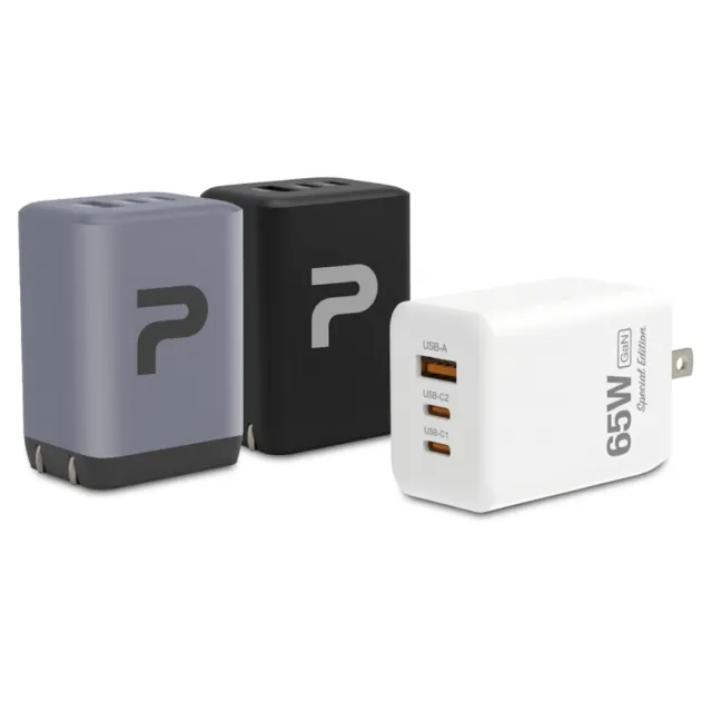【POLYWELL】65W 三孔GaN氮化鎵快充頭 1A2C(可充筆電 65W充電器 pd充電器)