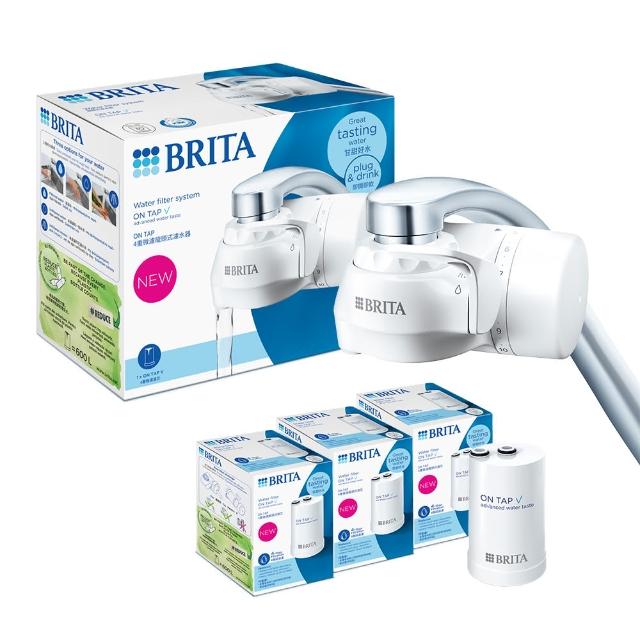 【BRITA】官方直營 強效除鉛 ON TAP 4重微濾龍頭式淨水器+3入微濾濾芯(共1機4芯)