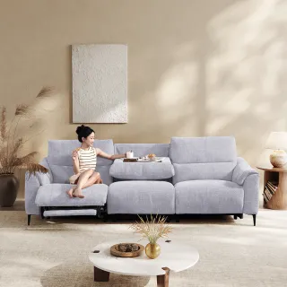 【Cheers 芝華仕】頭等艙 三防耐磨布 三人零靠牆電動沙發組茶几款附USB 30296 燕麥灰