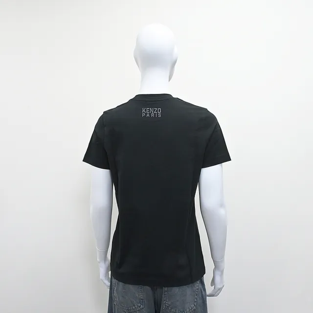 【KENZO】KENZO Happy Tiger印黑字LOGO純棉快樂老虎圖案圓領短袖T恤(女款/黑)