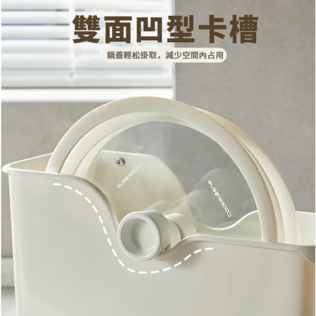 【FAJI 2入組】廚房櫥櫃收納盒 大容量滑輪儲物盒 鍋具收納架 零食收納箱 櫥櫃整理箱 置物箱