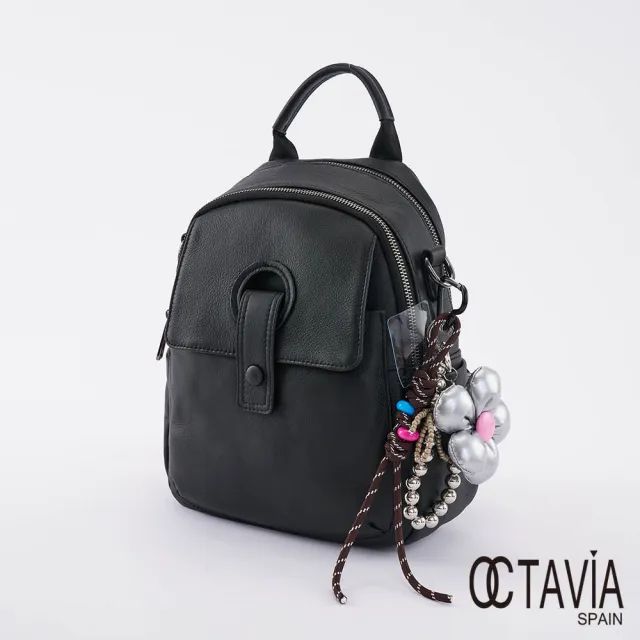 【OCTAVIA 8】雙11 澎澎立體花朵銀鍊幸運繩手機包包吊飾- 黑粉/ 銀粉二色可選(萬用小吊飾)