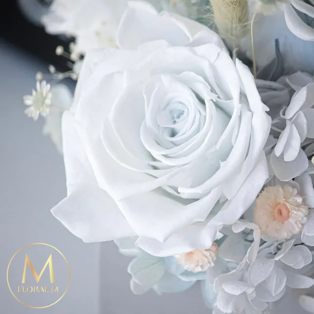 【Floral M】Silver Grey 高級灰質感花園永生花禮(擴香花/永生花/花禮/桌上裝飾/送禮)