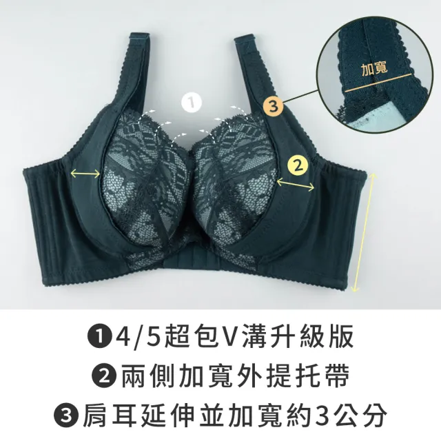 【玉如阿姨】極致登峰內衣※0500墨綠(防外擴-深V-托高-包副乳-渾圓-機能-台灣製-BCDE罩)