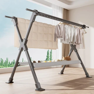 【AOTTO】升級加長X型伸縮折疊曬衣架(晾衣架)